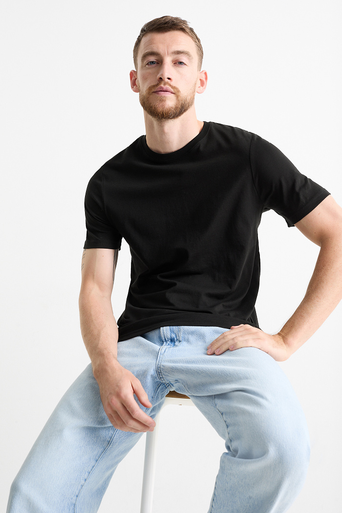 C&A Multipack 5er-T-Shirt-Regular Fit, Schwarz, Größe: L