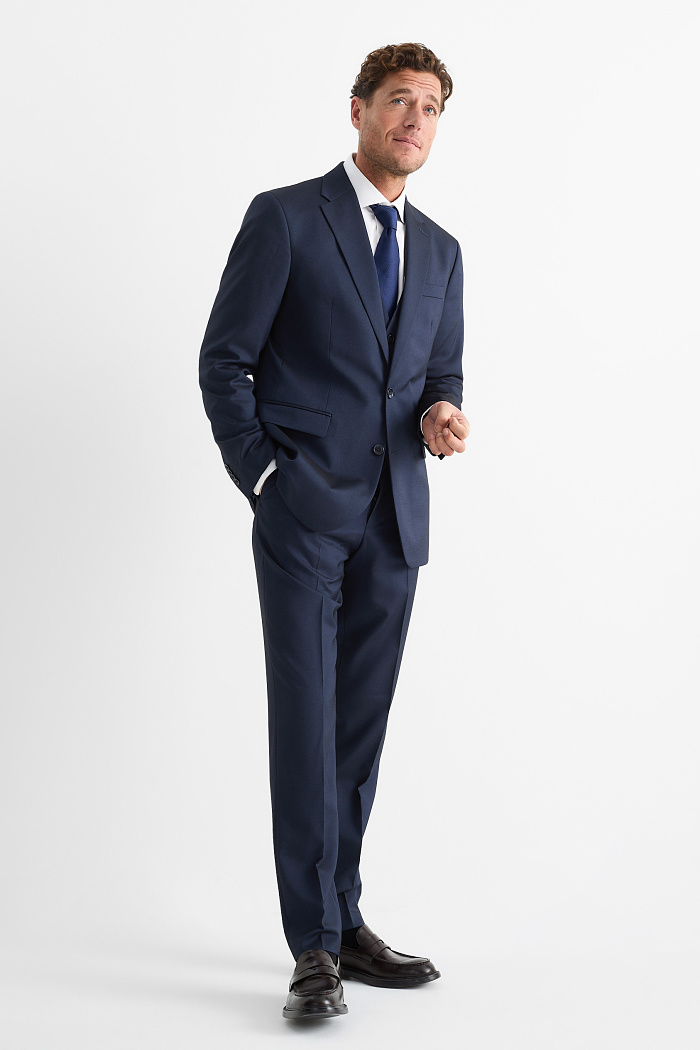 C&A Anzug mit Krawatte-Regular Fit-4 teilig, Blau, Größe: 26