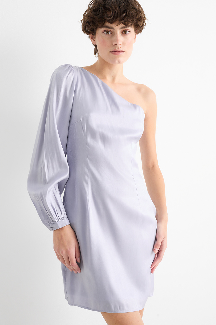 C&A One-Shoulder-Kleid-glänzend, Lila, Größe: 42