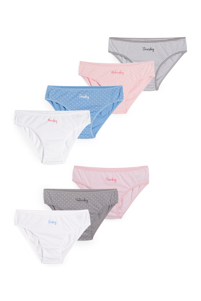 C&A Multipack 7er-Wochentage-Slip-gemustert, Weiß, Größe: 122-128