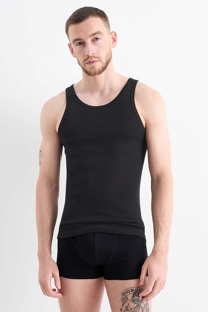 C&A Multipack 3er-Unterhemd-Feinripp-seamless, Schwarz, Größe: XL