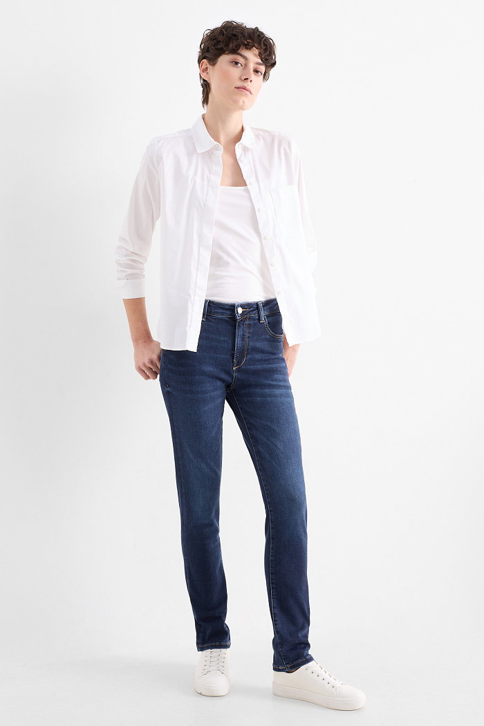 C&A Slim Jeans-Mid Waist-Shaping-Jeans-LYCRA , Blau, Größe: 34