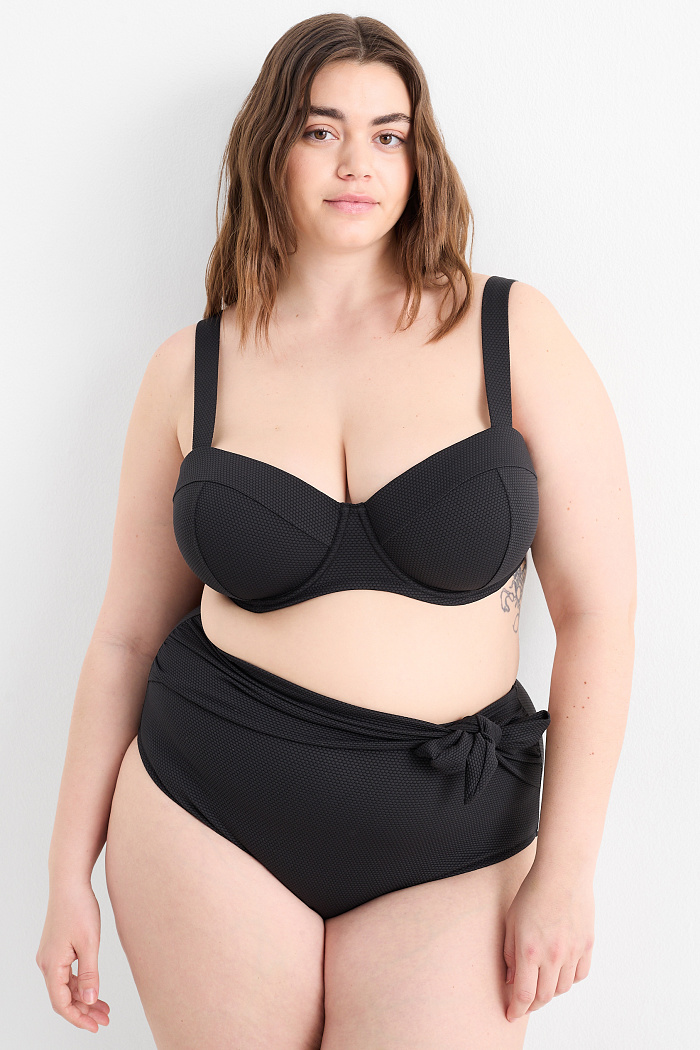 C&A Bikini-Hose-High Waist-LYCRA XTRA LIFE -strukturiert, Schwarz, Größe: 46