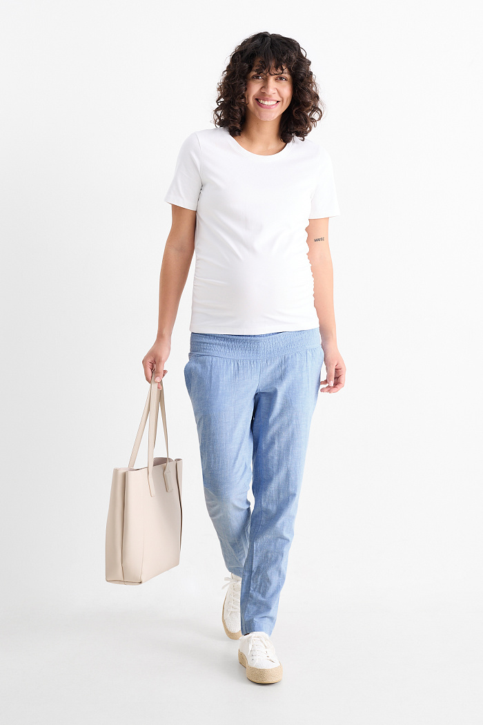C&A Umstands-Stoffhose-gesmokt, Blau, Größe: 42