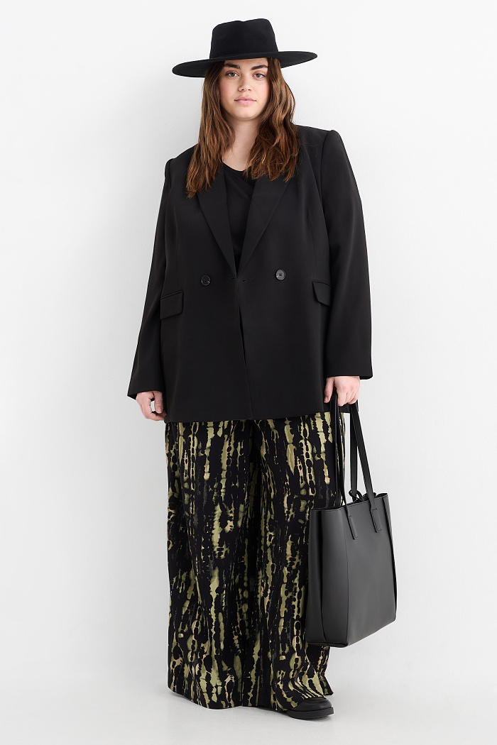 C&A Stoffhose-High Waist-Wide Leg-gemustert, Grün, Größe: 54