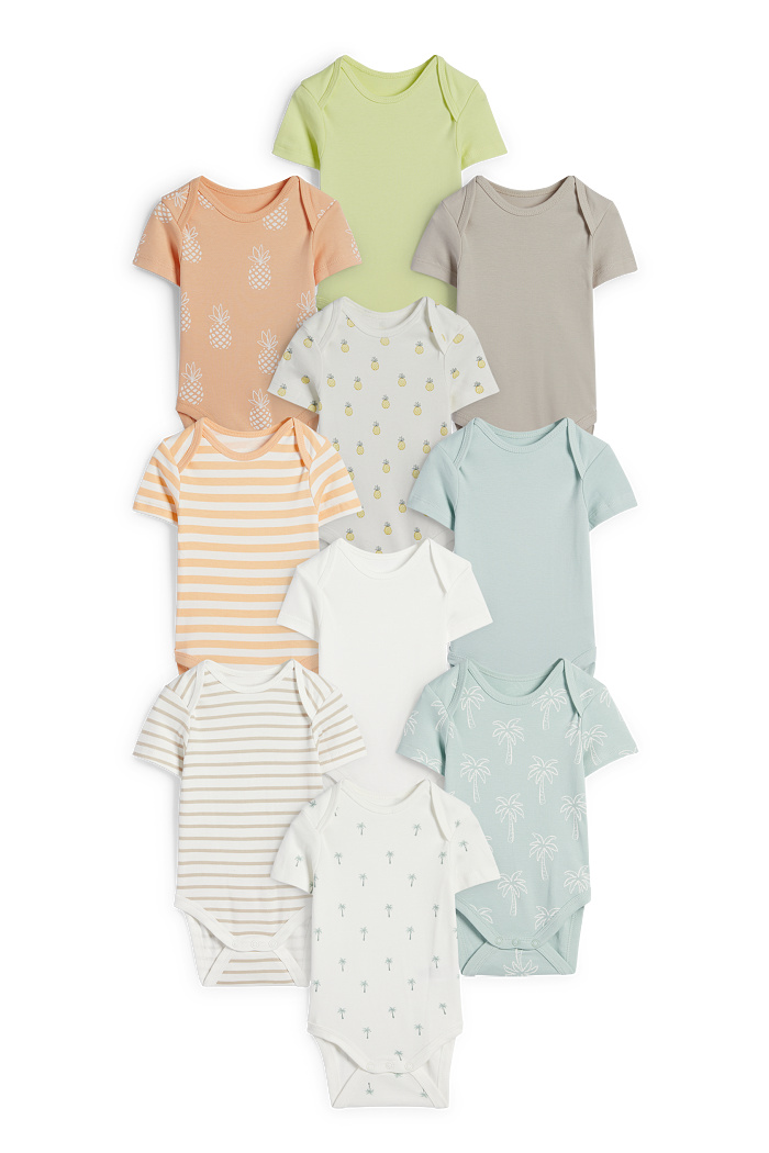 C&A Multipack 10er-Palme und Ananas-Baby-Body, Weiß, Größe: 104