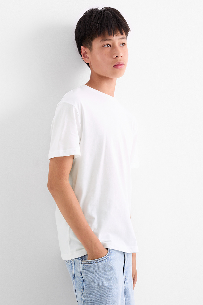 C&A Multipack 2er-Kurzarmshirt, Weiß, Größe: 140