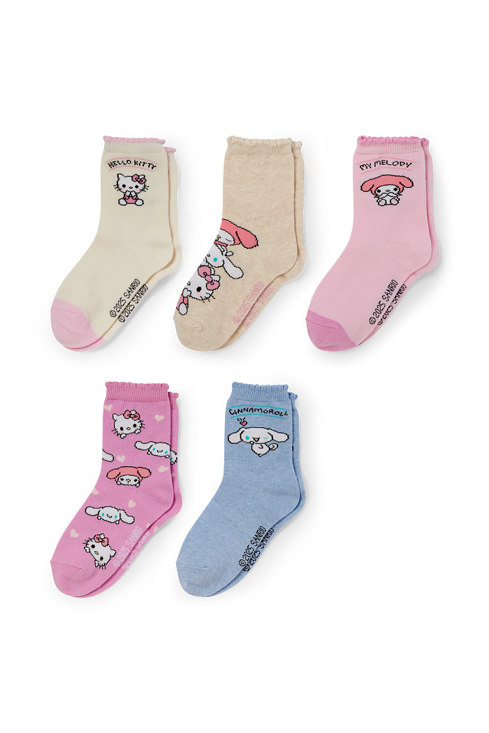 C&A Multipack 5er-Hello Kitty and Friends-Socken mit Motiv, Pink, Größe: 24-26