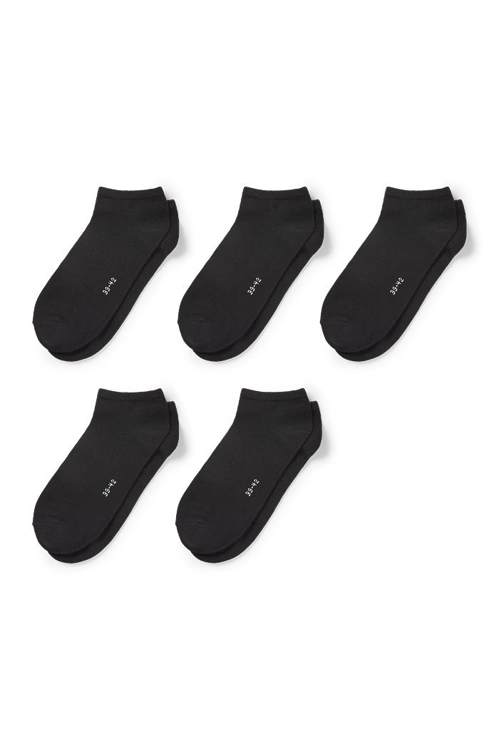 C&A Multipack 5er-Sneakersocken, Schwarz, Größe: 35-38