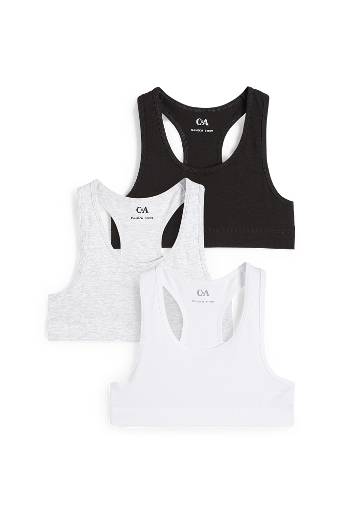 C&A Multipack 3er-Bustier, Grau, Größe: 170-176
