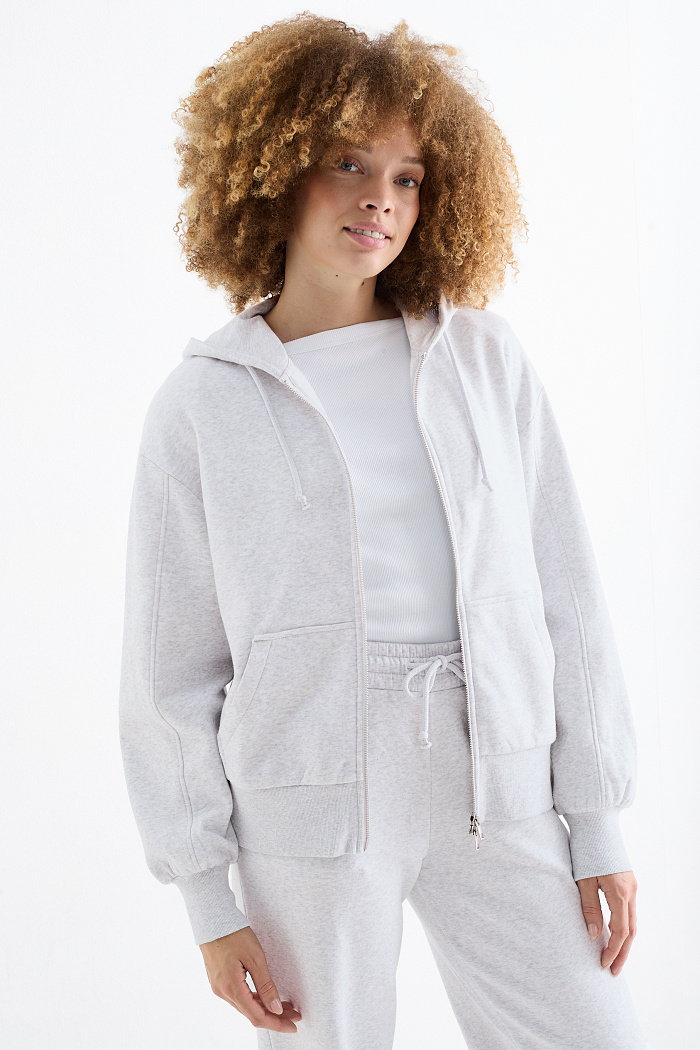 C&A Sweatjacke mit Kapuze, Grau, Größe: L