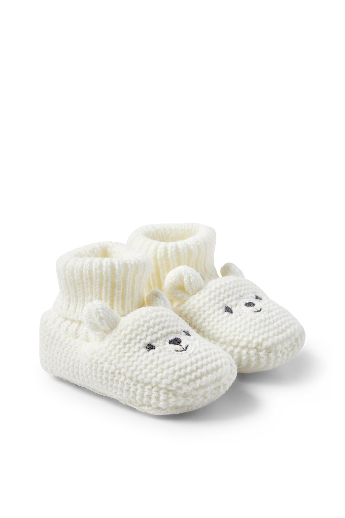 C&A Eisbär-Baby-Krabbelschuhe, Weiß, Größe: 14-15