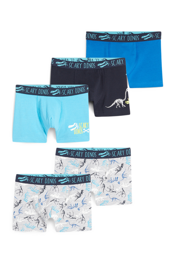 C&A Multipack 5er-Dino-Boxershorts, Blau, Größe: 122-128