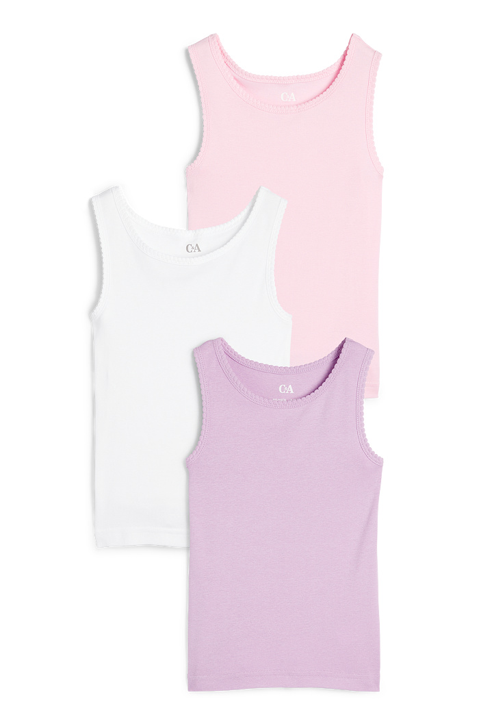 C&A Multipack 3er-Singlet, Lila, Größe: 122-128