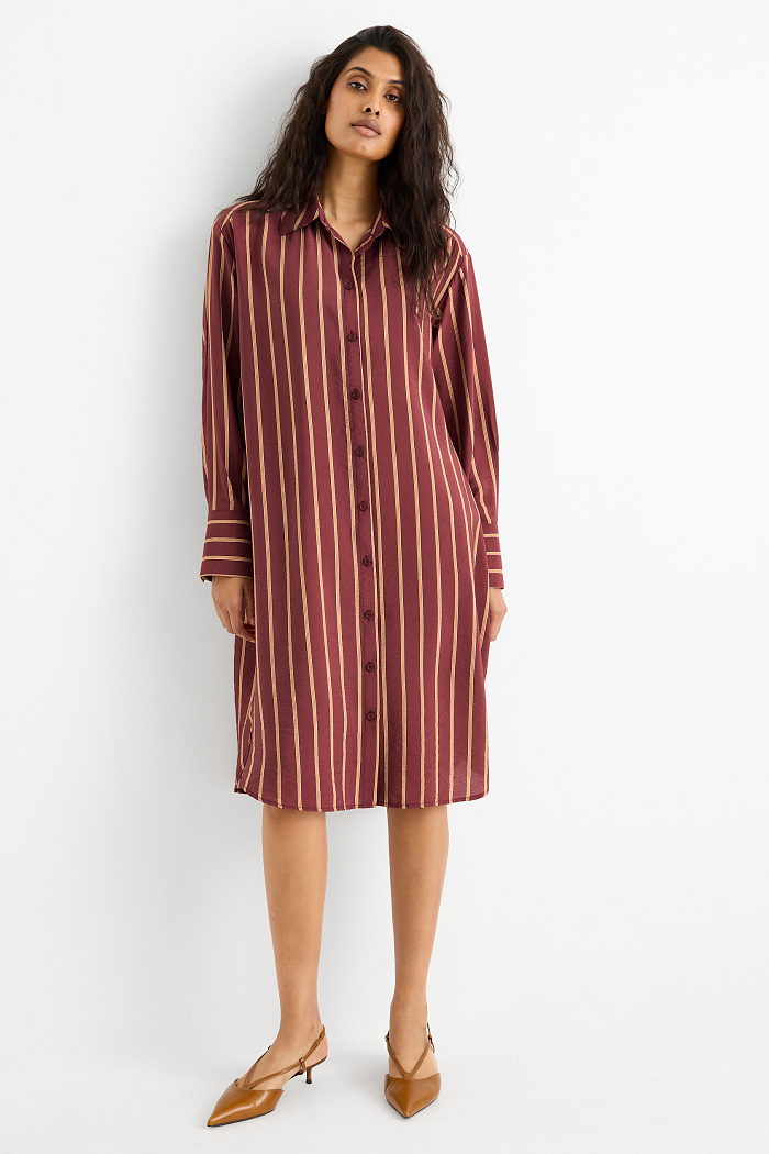 C&A Blusenkleid-gestreift, Rot, Größe: XS