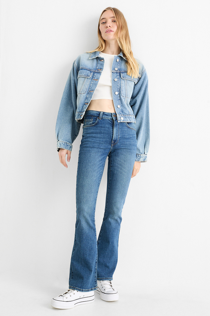 C&A Flared Jeans-Mid Waist, Blau, Größe: 34