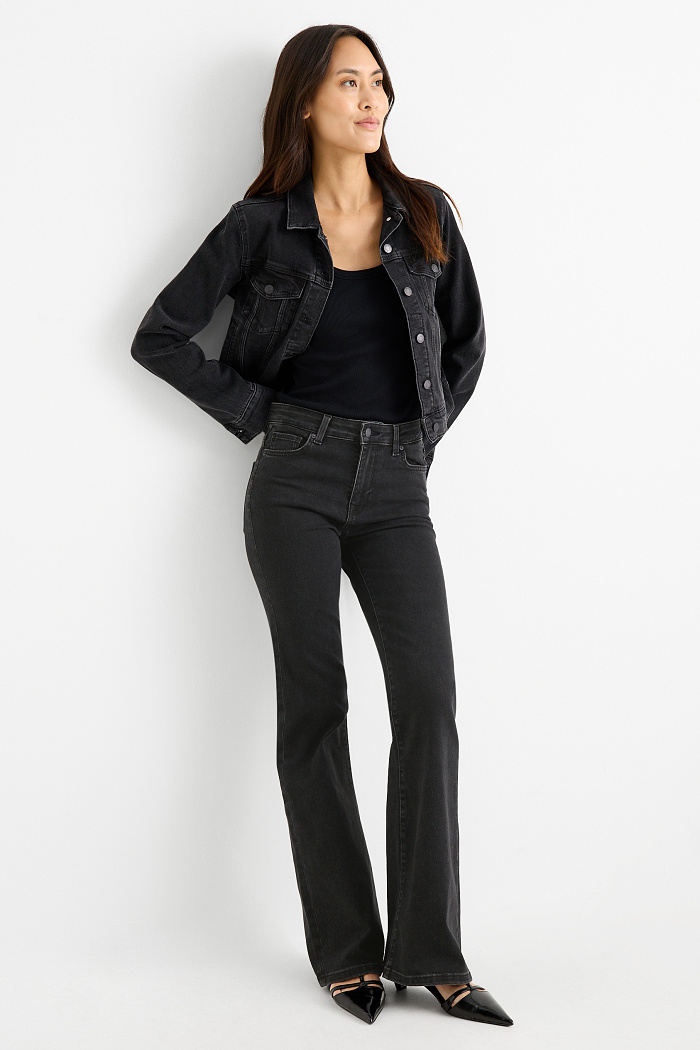 C&A Flared Jeans-Mid Waist-LYCRA , Grau, Größe: 34