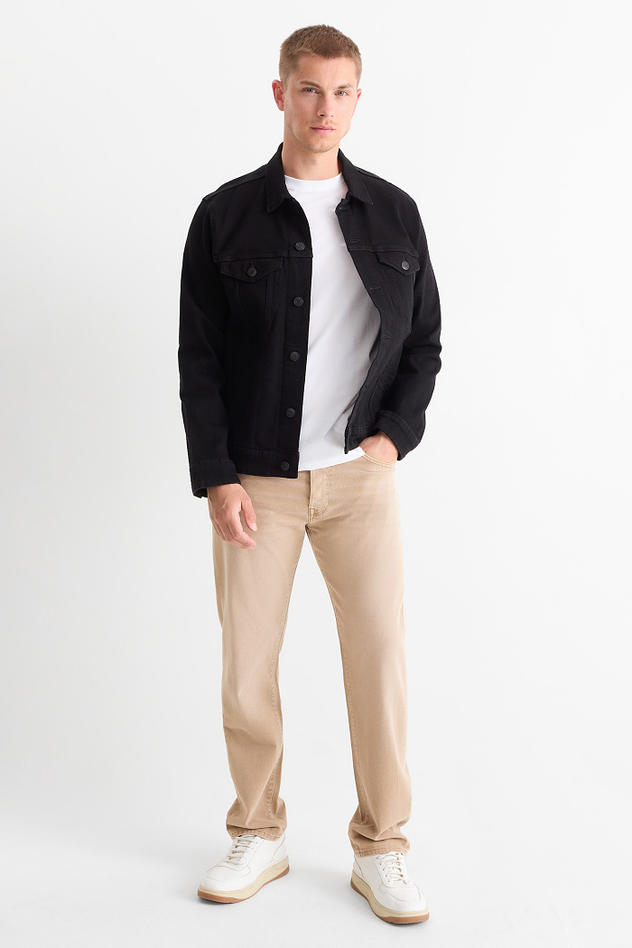 C&A Regular Jeans mit Knopfleiste, Beige, Größe: W42 L32