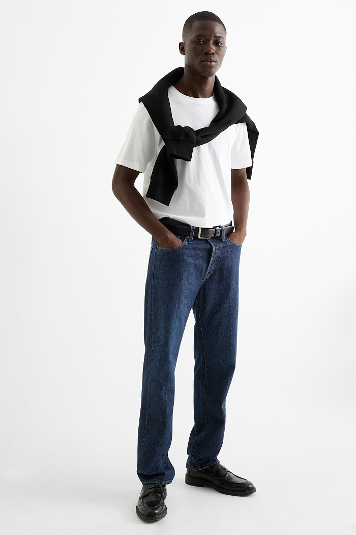 C&A Regular Jeans mit Knopfleiste, Blau, Größe: W28 L32