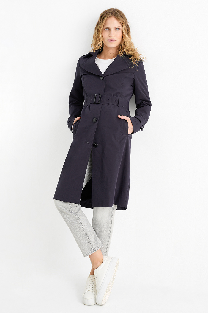 C&A Trenchcoat, Blau, Größe: 38
