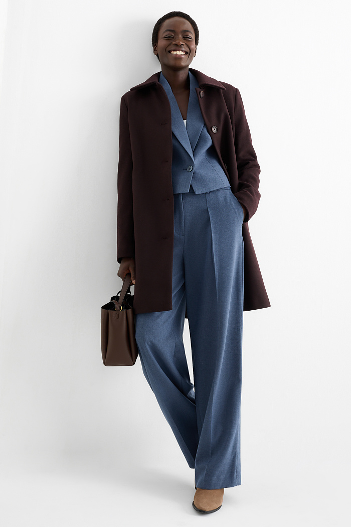 C&A Business-Hose-High Waist-Wide Leg, Blau, Größe: 46