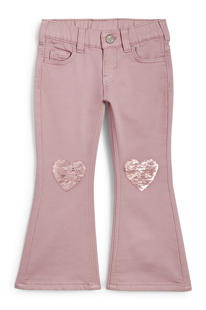 C&A Herz-Flared Jeans-Thermojeans, Rosa, Größe: 92