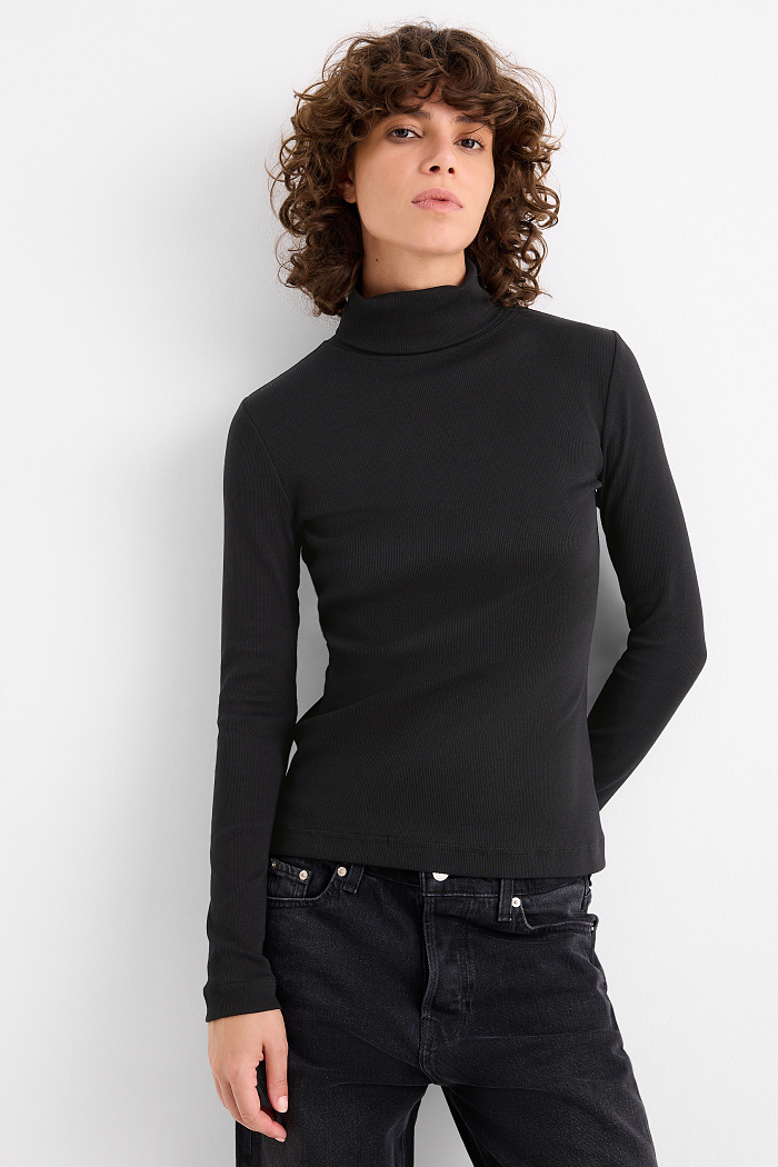 C&A Multipack 2er-Rollkragenshirt-gerippt, Schwarz, Größe: XL
