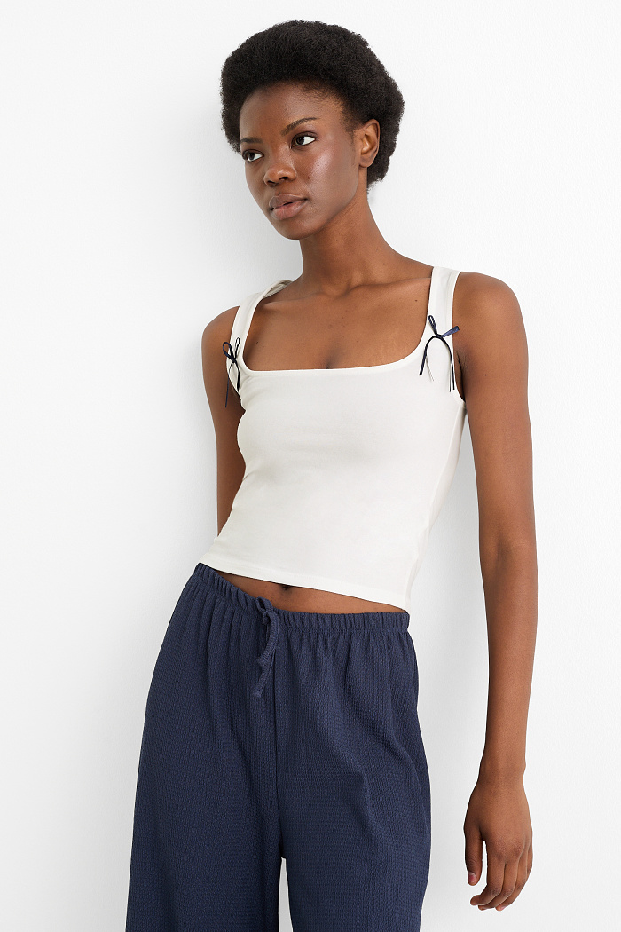 C&A Crop Top, Weiß, Größe: XS