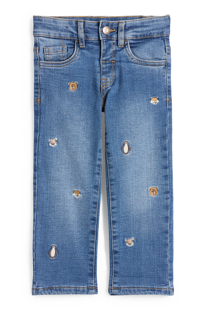 C&A Wildtiere-Straight Jeans-Thermojeans, Blau, Größe: 140