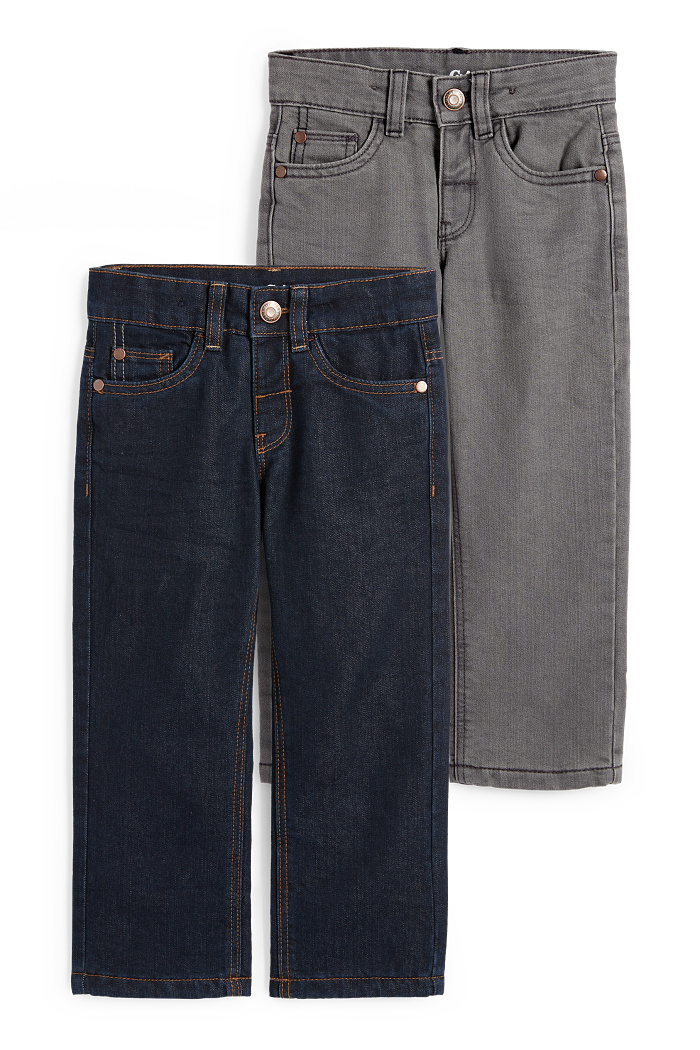 C&A Multipack 2er-Straight Jeans-Thermojeans, Blau, Größe: 92