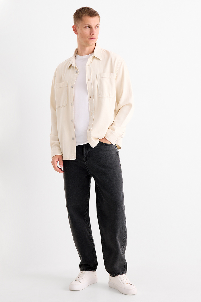 C&A Barrel Jeans, Grau, Größe: W28 L32
