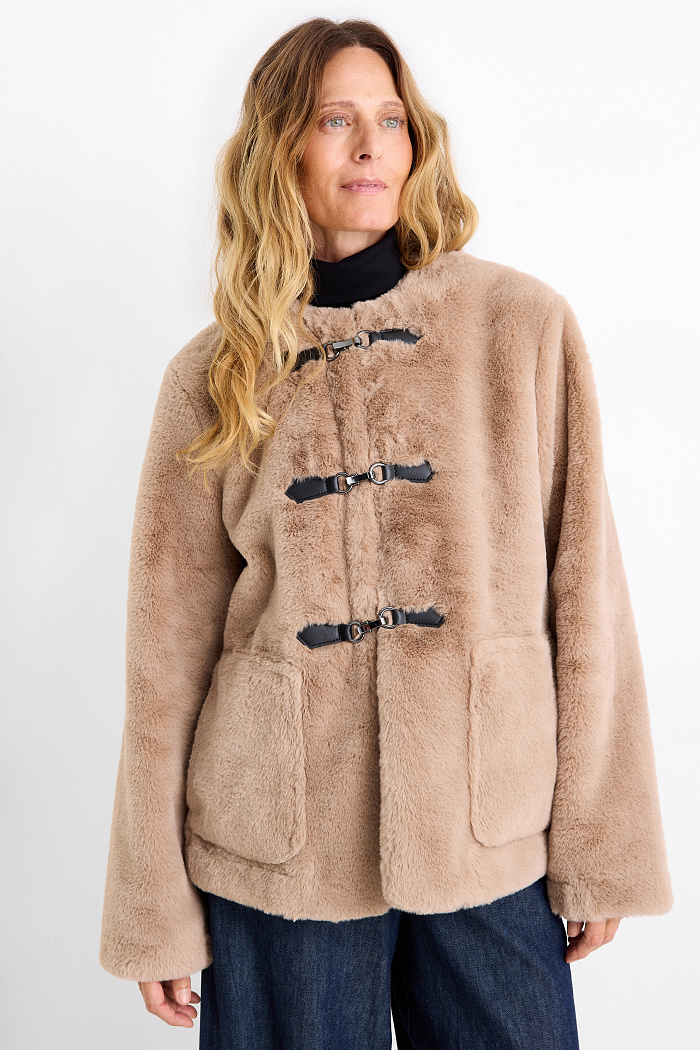 C&A Kunstfell-Jacke, Braun, Größe: S