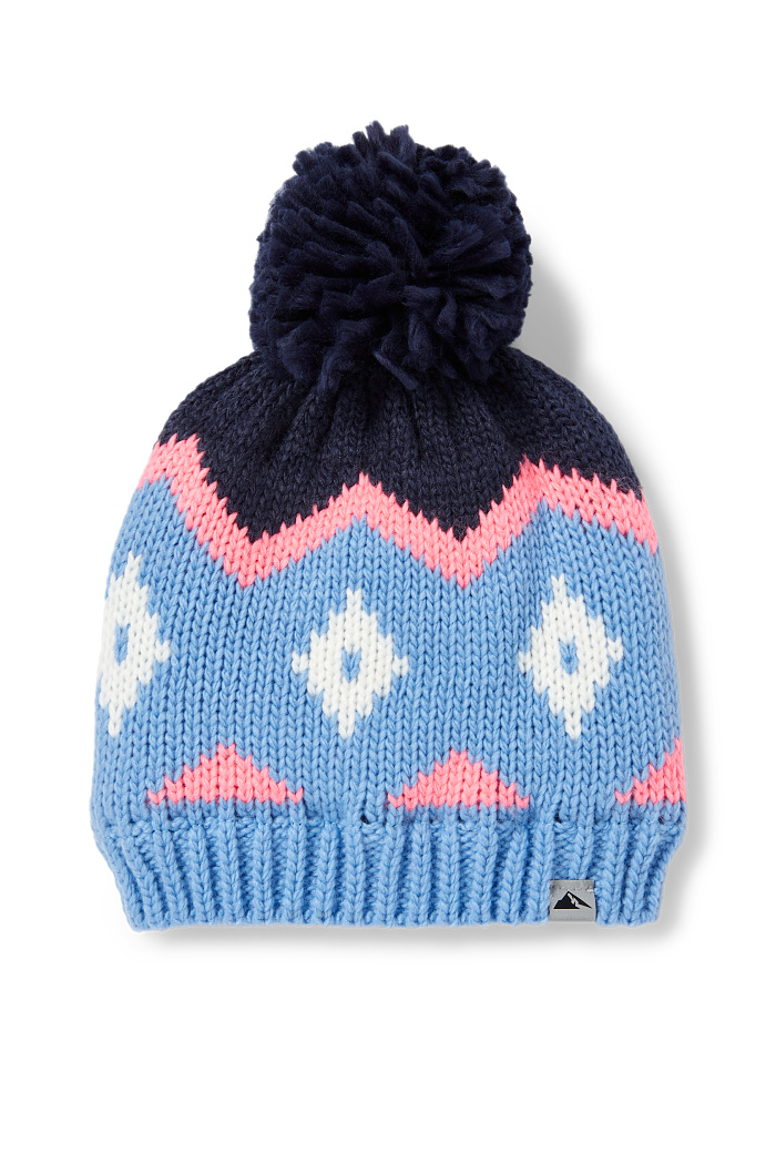 C&A Ski-Bommelmütze-gemustert, Blau, Größe: 98-104