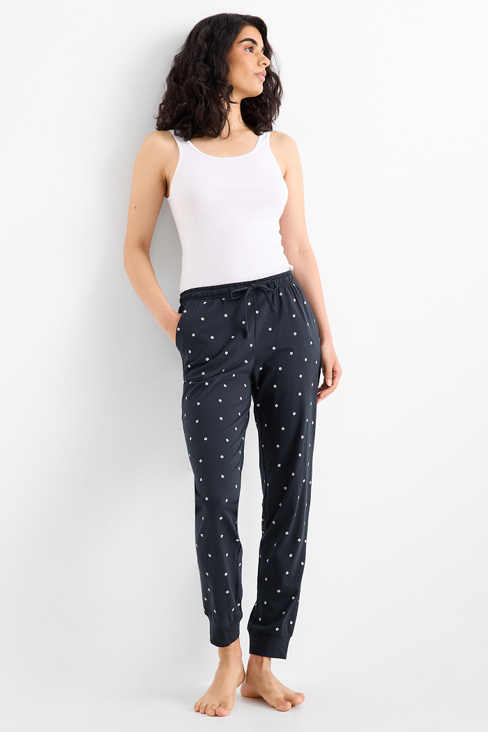 C&A Pyjamahose-geblümt, Blau, Größe: S