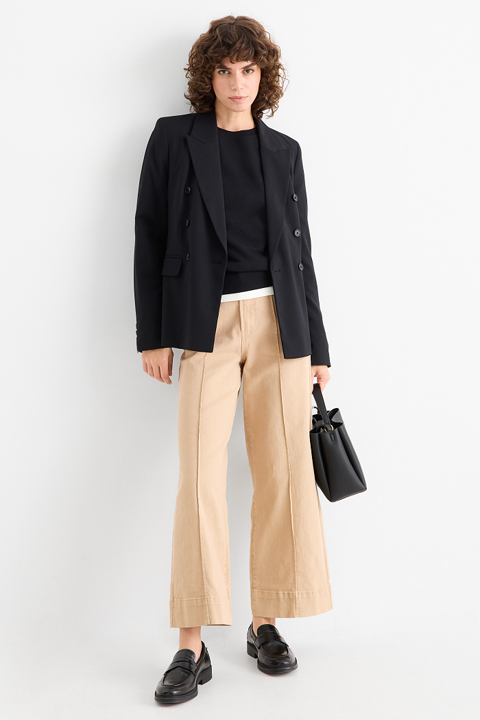 C&A Stoffhose-High Waist-Wide Leg, Beige, Größe: 42