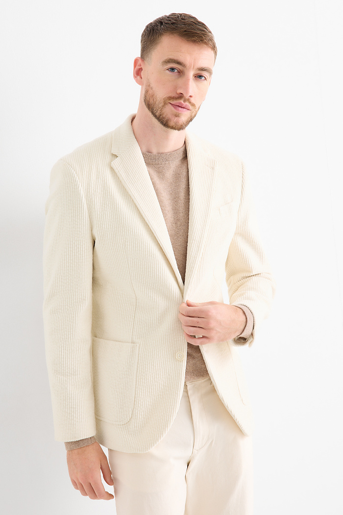 C&A Cord-Sakko-Regular Fit-Stretch, Weiß, Größe: XL