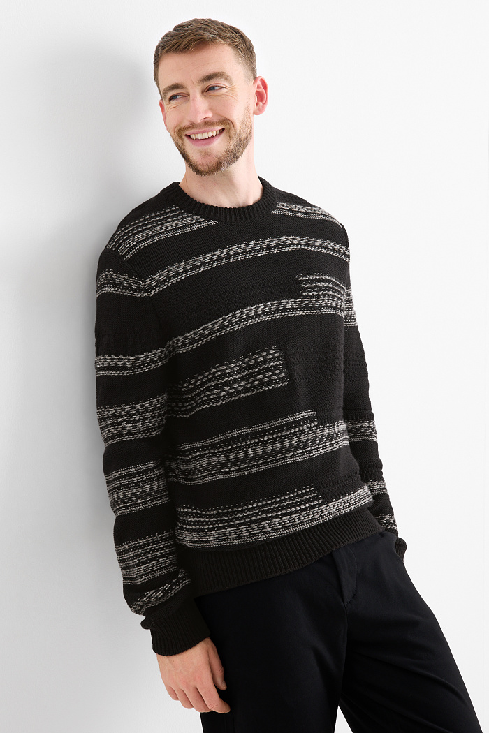 C&A Pullover-gemustert, Schwarz, Größe: S