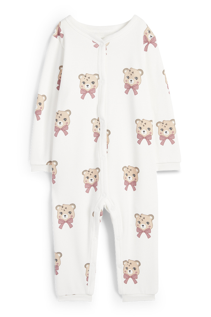 C&A Leopard-Baby-Schlafanzug-plüschgefüttert, Weiß, Größe: 86