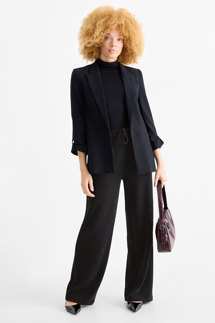 C&A Jersey-Hose-High Waist-Wide Leg, Schwarz, Größe: 46