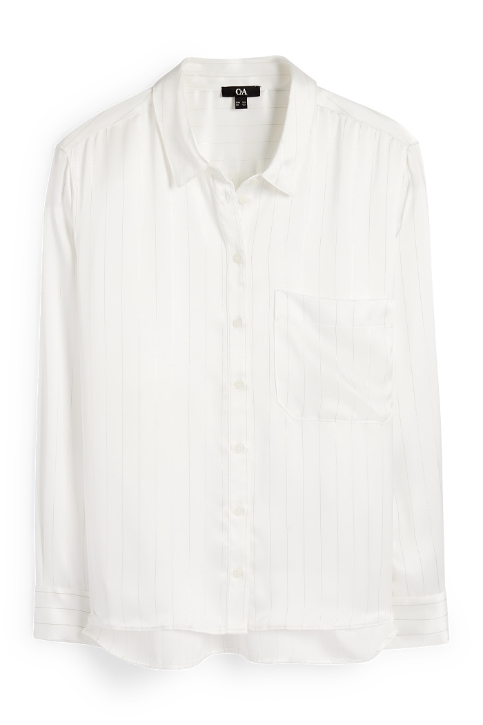 C&A Satin-Bluse-Nadelstreifen, Weiß, Größe: 58