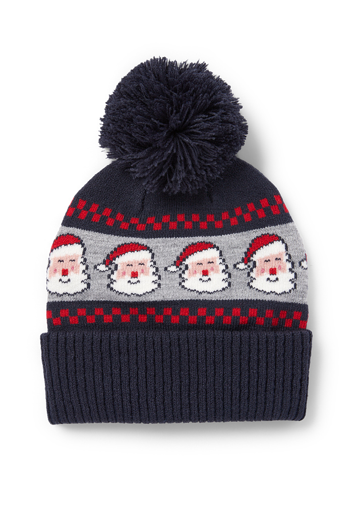 C&A Santa-Weihnachts-Bommelmütze, Blau, Größe: 98-104