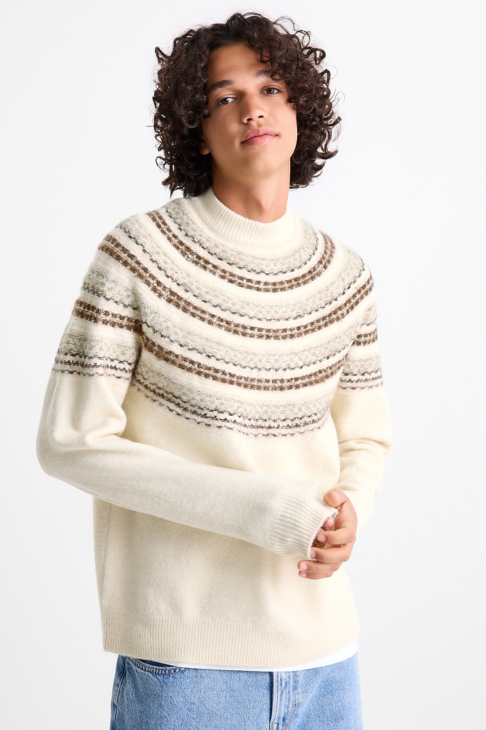 C&A Pullover-gemustert, Weiß, Größe: 2XL