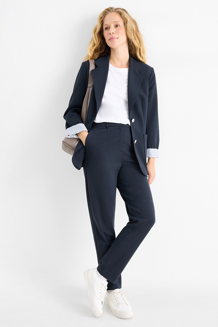 C&A Stoffhose-High Waist-Tapered Fit, Blau, Größe: 46