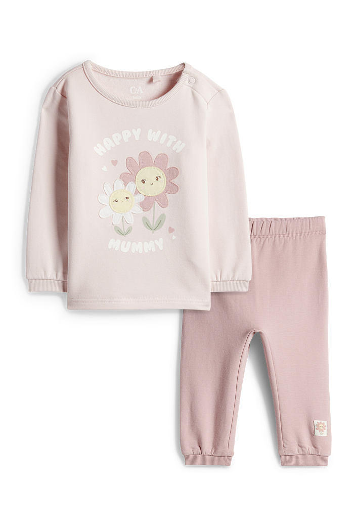 C&A Blümchen-Baby-Pyjama-2 teilig, Rosa, Größe: 62