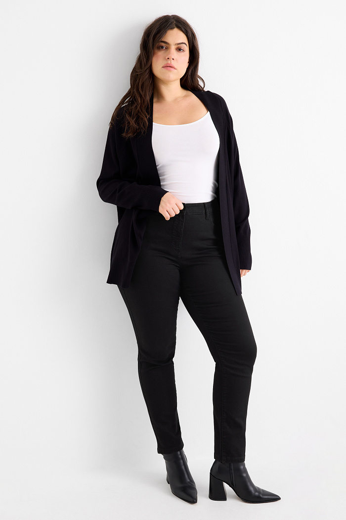 C&A Slim Jeans-Mid Waist, Schwarz, Größe: 50