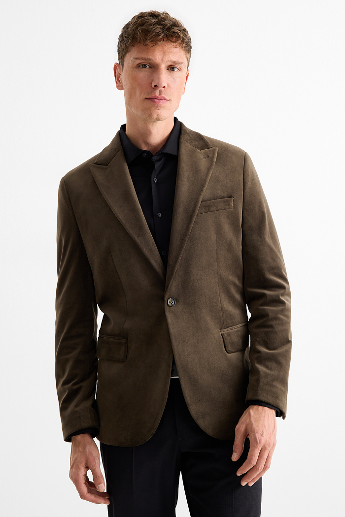 C&A Samt-Sakko-Slim Fit-Stretch, Grün, Größe: S