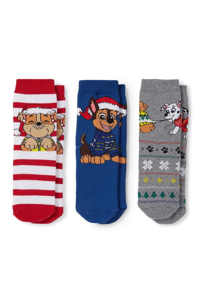 C&A Multipack 3er-PAW Patrol-Chase-warme Weihnachts-Socken, Rot, Größe: 24-26