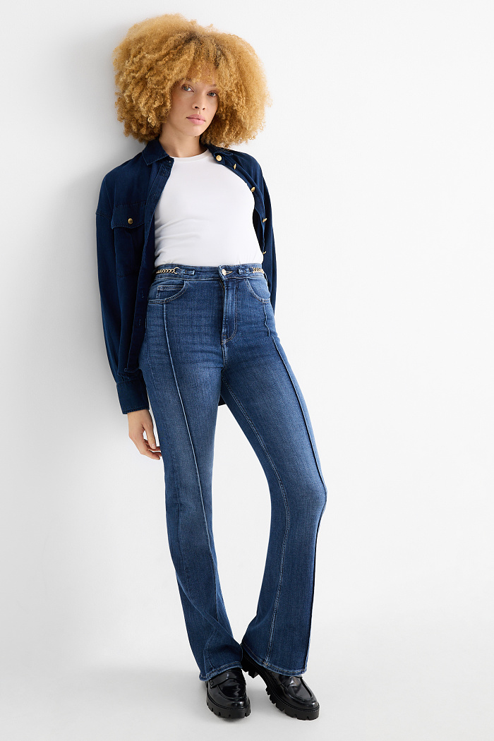 C&A Flared Jeans-High Waist-LYCRA , Blau, Größe: 38