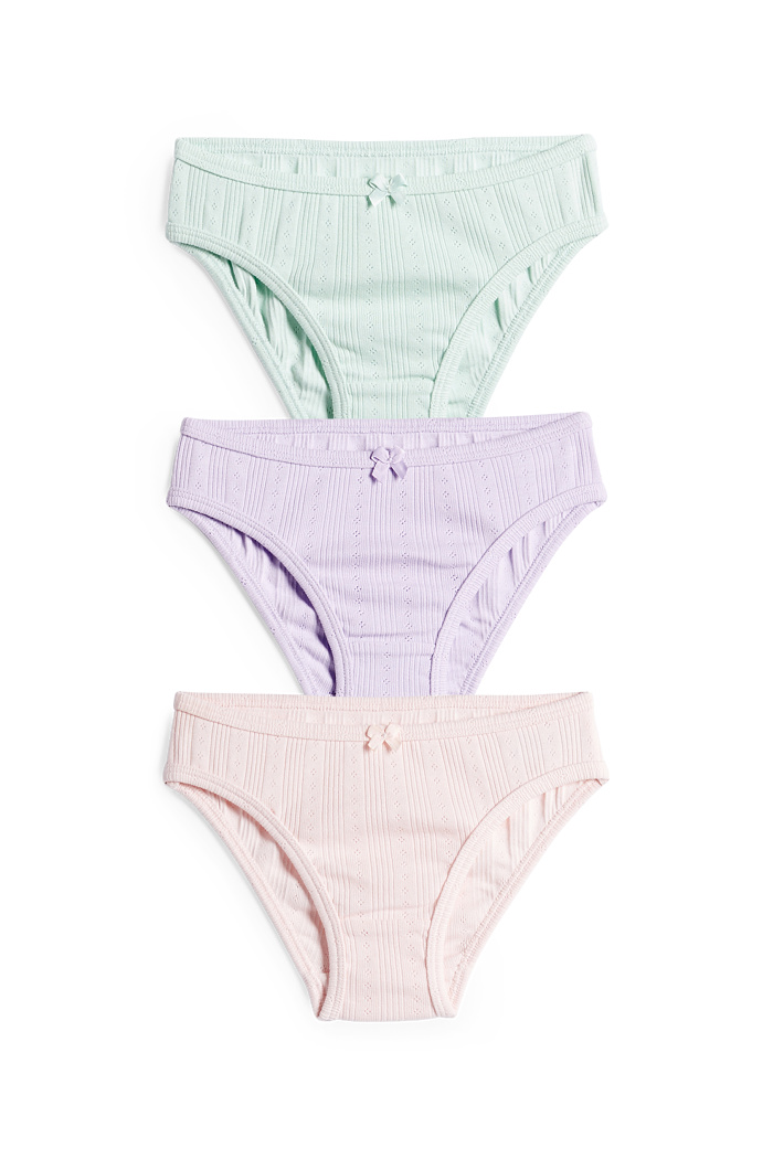 C&A Multipack 3er-Pointelle-Slip, Grün, Größe: 122-128