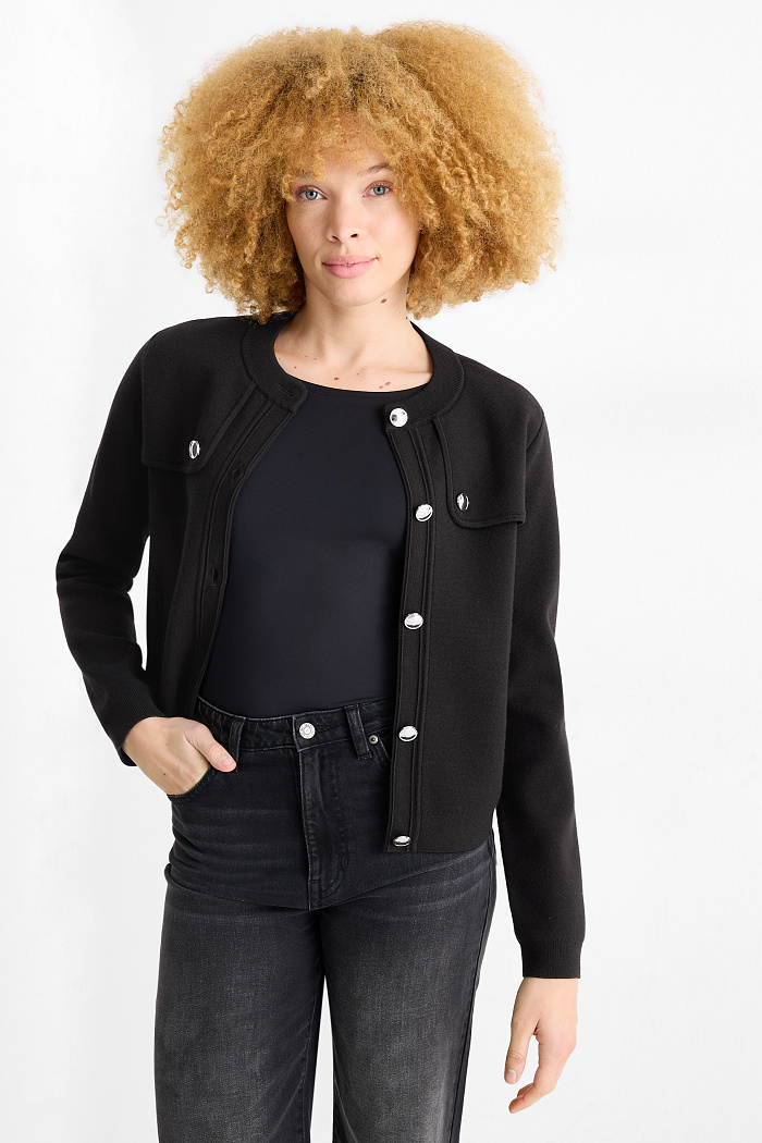 C&A Strickjacke, Schwarz, Größe: S